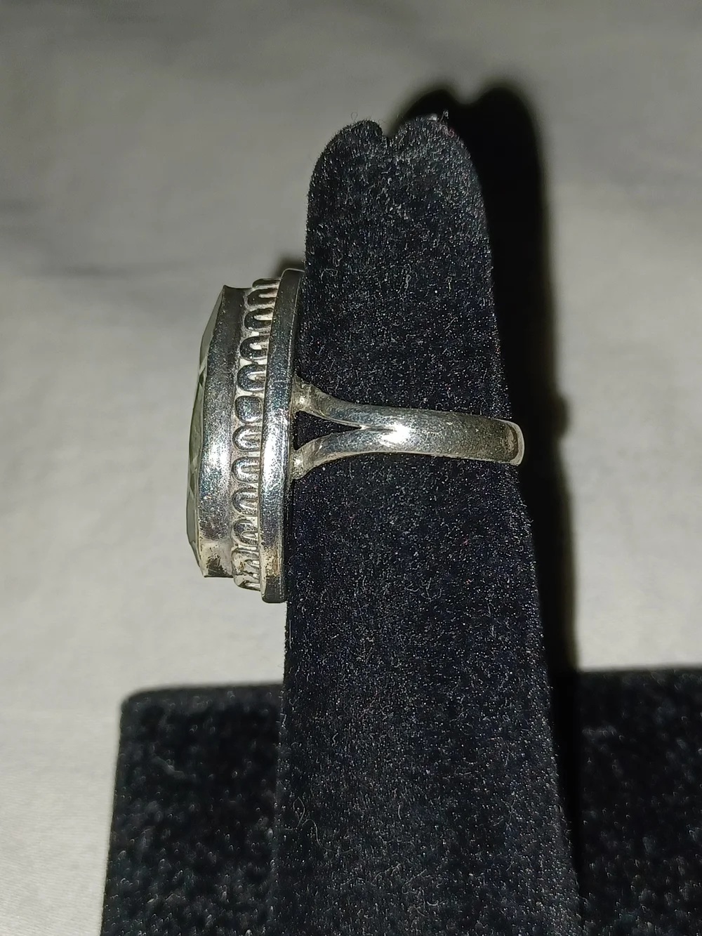 Silver Ring with Light Green Amethyst Prasiolite Marquise Gemstone Approx Size 5